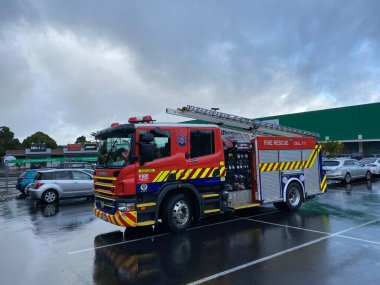 AUCKLAND, Yeni Zelanda - 14 Mart 2020: Yangın ve Acil Durum Yeni Zelanda veya Yeni Zelanda İtfaiye Servisi 14 Mart 2020 tarihinde Auckland, Yeni Zelanda 'da çekildi..