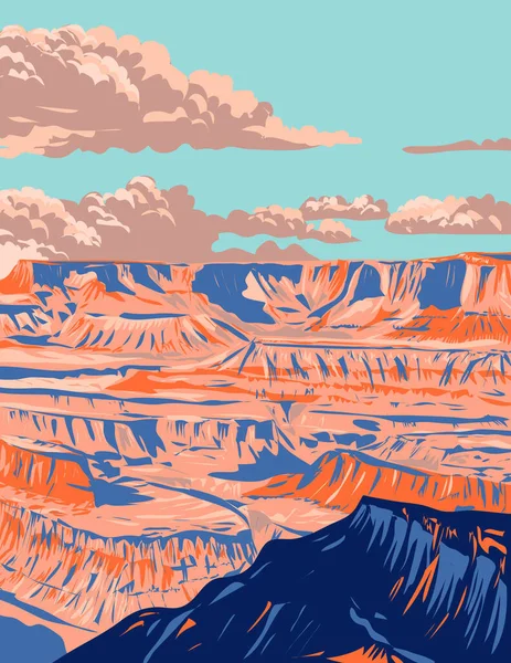 Wpa Poster Art Grand Canyon National Park Carved Colorado River — стоковий вектор