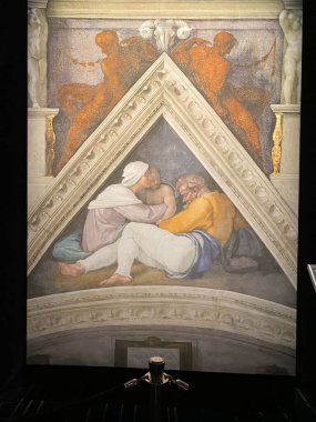 18 Ocak 2022, AUCKLAND, NEW ZEALAND: The Acestors of Christ: Josias, Jechonias ve Salathiel tavan freski Michelangelo 'nun Michelangelo sergisi sırasında yaptığı Sistine Şapeli' nde.