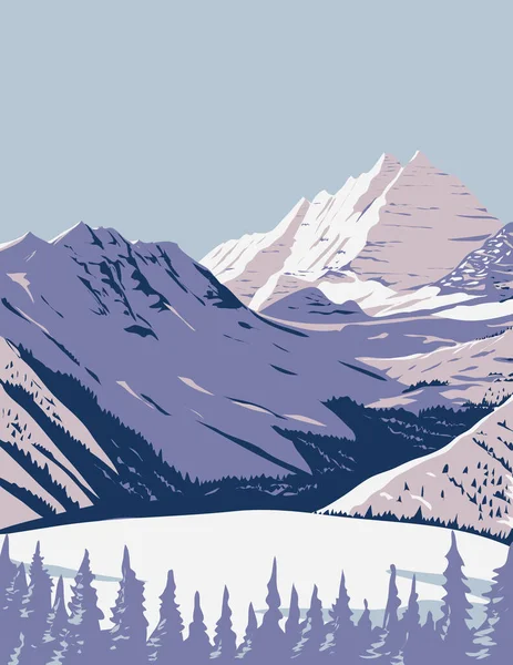 Wpa Poster Art Aspen Snowmass Ski Resort Located Snowmass Village — Vetor de Stock