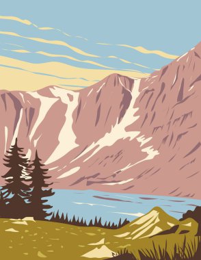 WPA poster art of Medicine Bow-Routt National Forest in the states of Wyoming and Colorado, United States USA done in works project administration style or federal art project style. clipart