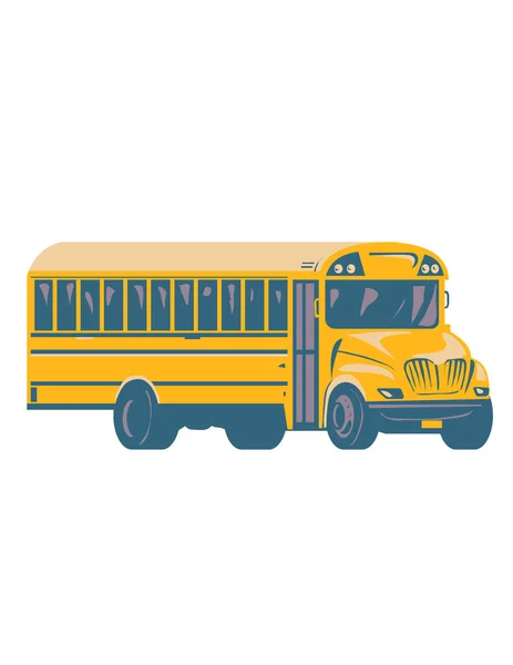 Wpa Poster Art Yellow School Bus Tour Bus See Side — 스톡 벡터