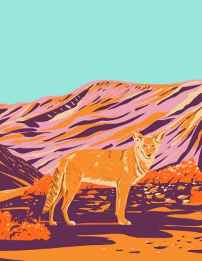 WPA poster sanatı, Kaliforniya Nevada sınırındaki Ölüm Vadisi Ulusal Parkı 'nda, Sierra Nevada' nın doğusunda, Birleşik Devletler çalışma projesi tarzı veya federal sanat projesi tarzında yapılmıştır..