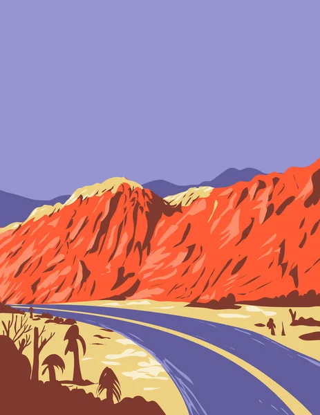 Wpa Poster Art Red Rock Canyon National Conservation Area Mojave — Vector de stock