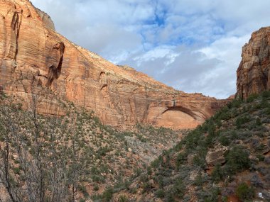 Photo of the Great Arch in Zion National Park along the Zion Park Blvd and Zion-Mt Carmel Highway located in Springdale, Utah, United States USA .