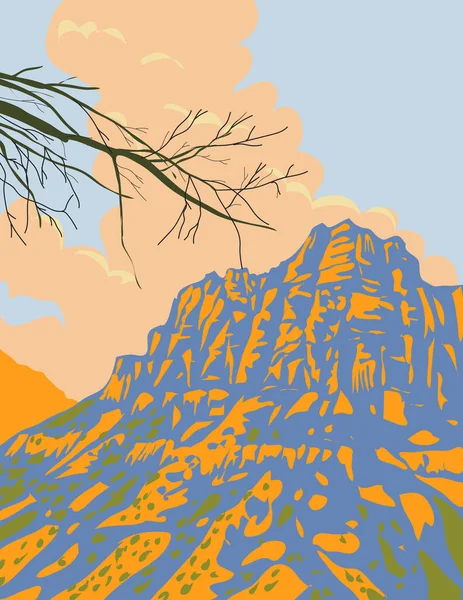 Wpa Poster Art Zion Canyon Navajo Sandstone Mountains Zion National — Stock Vector