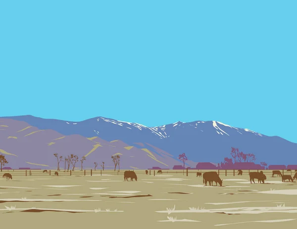 Wpa Poster Art Monument Peak East Peak Dairy Farm Viewed — Image vectorielle