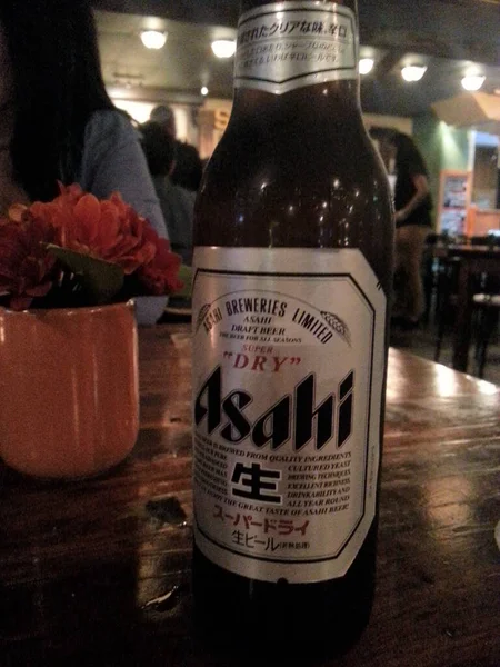 Auckland Oct 2012 Photo Beer Bechch Asahi Dry Beer Brand — стокове фото