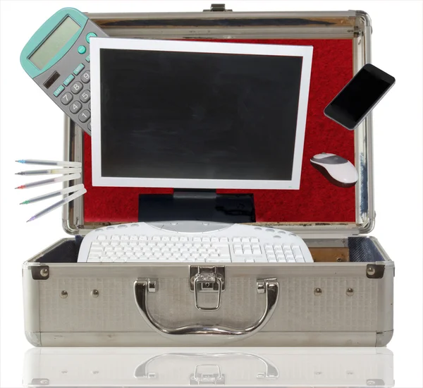 Office in the suitcase — Stock Photo, Image