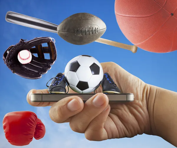 Smartphone with sports symbol — Stock Photo, Image