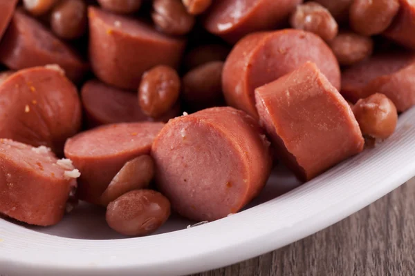 Wurstels and beans — Stock Photo, Image