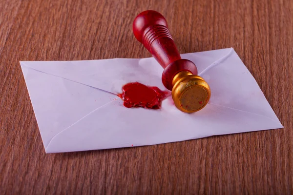 Sealing wax stamp on a letter — Stock Photo, Image