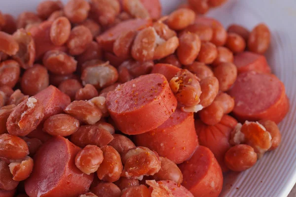 Sausage and beans — Stock Photo, Image