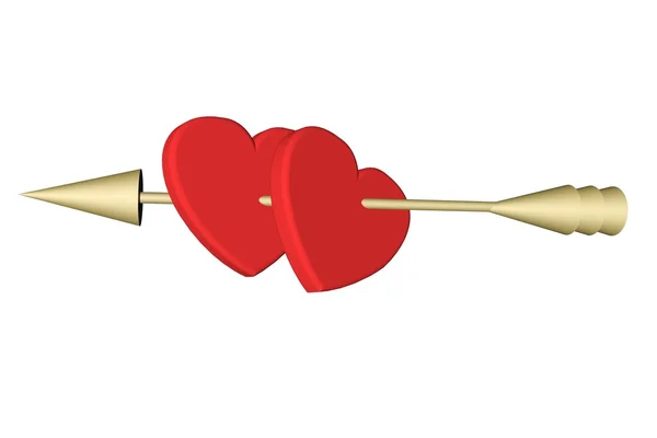 Hearts with Cupid arrow — Stock Photo, Image