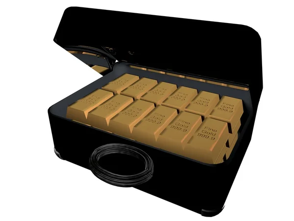 Ingots in suitcase — Stock Photo, Image