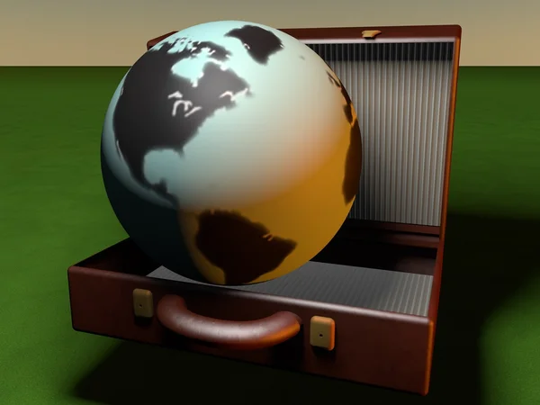World in a suitcase — Stock Photo, Image