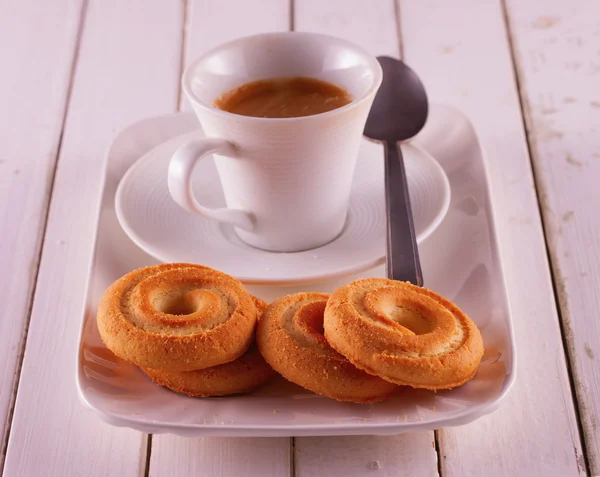 Koekjes en koffie — Stockfoto