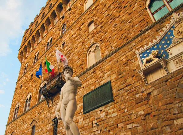 David e Palazzo Vecchio — Fotografia de Stock