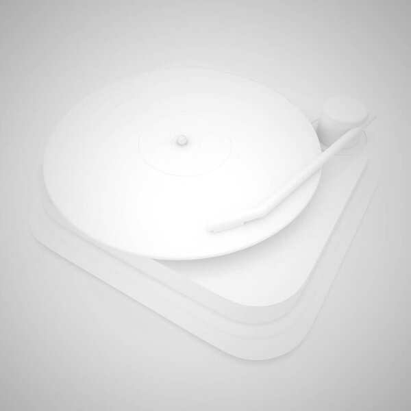 White turntable over white, 3d rendering, square image