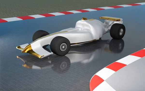 White Gold Racing Car Rendering — Stock Photo, Image