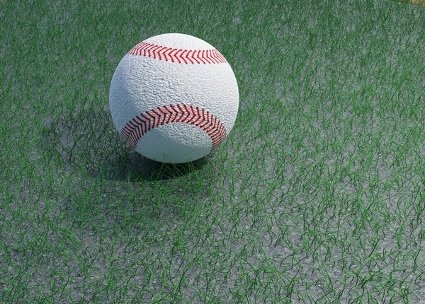 Zöld Mező Rendering Fölött Baseball — Stock Fotó
