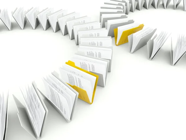 Wiersze folderów z plikami na białym tle — Zdjęcie stockowe