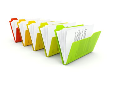 satır üzerinde beyaz izole klasörler