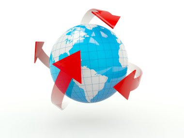 Dünya üzerinde beyaz izole oklar