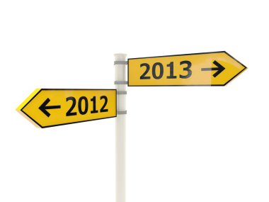 2012-2013 yol işaret üzerine beyaz izole