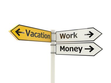 tatil yol işaret üzerine beyaz izole