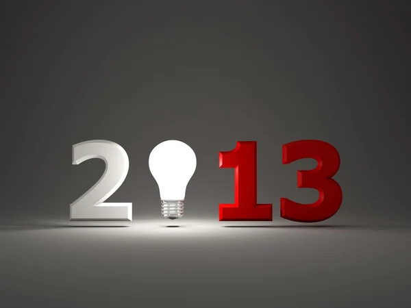 2013 nyår tecken med glödlampa — Stockfoto