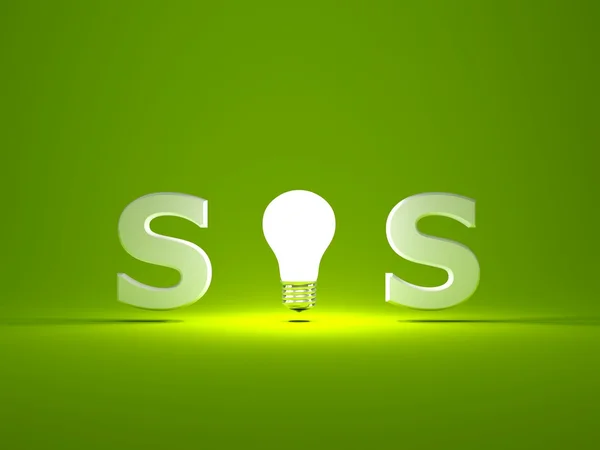 SOS-знак с лампочкой — стоковое фото
