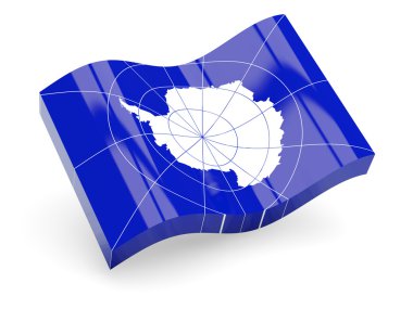 Antarktika üzerinde beyaz izole 3D bayrağı