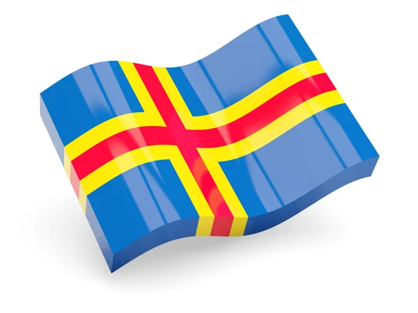 Bandeira 3d das Ilhas Aland isolada em branco — Fotografia de Stock