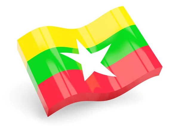 3d Flagge von Myanmar — Stockfoto