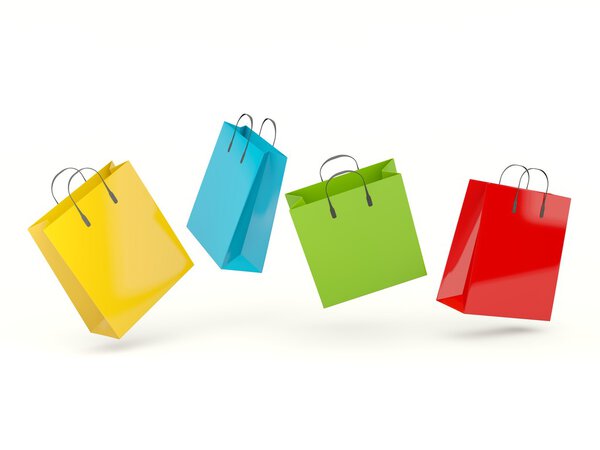 Four shopping bags isolated on white background