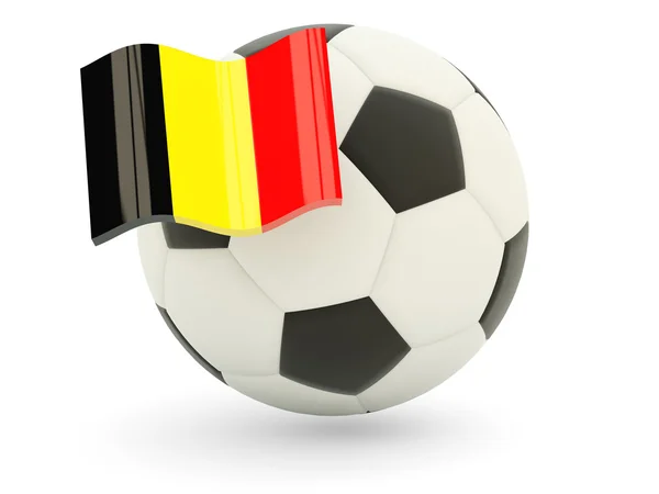 足球与比利时的旗子 — 图库照片