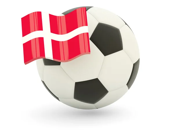 Piłka nożna z banderą Danii — Zdjęcie stockowe