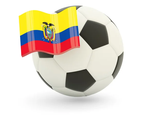 Calcio con bandiera di ecuador — Foto Stock