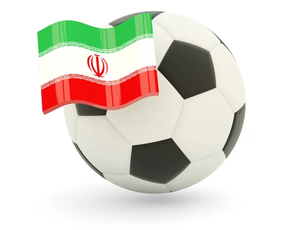 Futebol com bandeira de iran — Fotografia de Stock