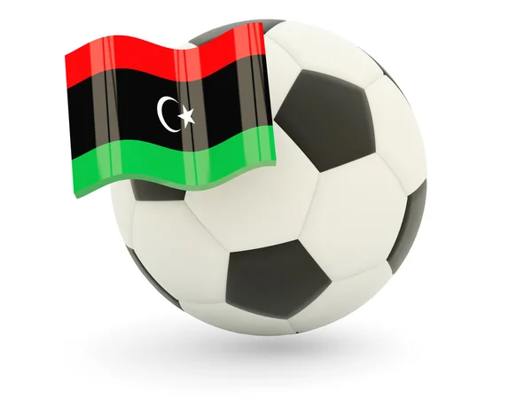 Voetbal met vlag van Libië — Stockfoto