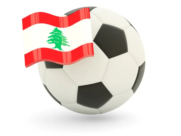 Calcio con bandiera del Libano — Foto Stock