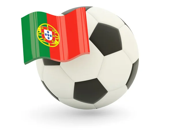 Futebol com bandeira de portugal — Fotografia de Stock