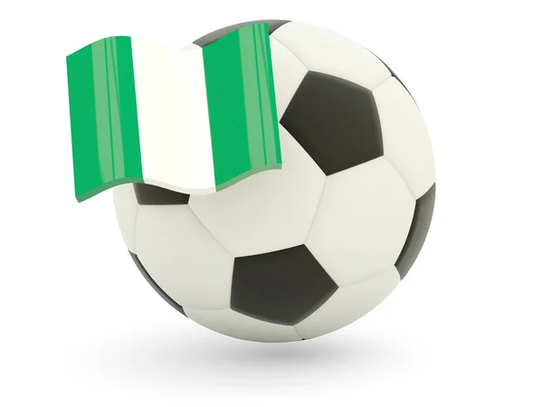 Football avec drapeau de nigeria — Photo