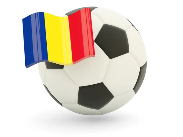 Football avec drapeau de la Roumanie — Photo