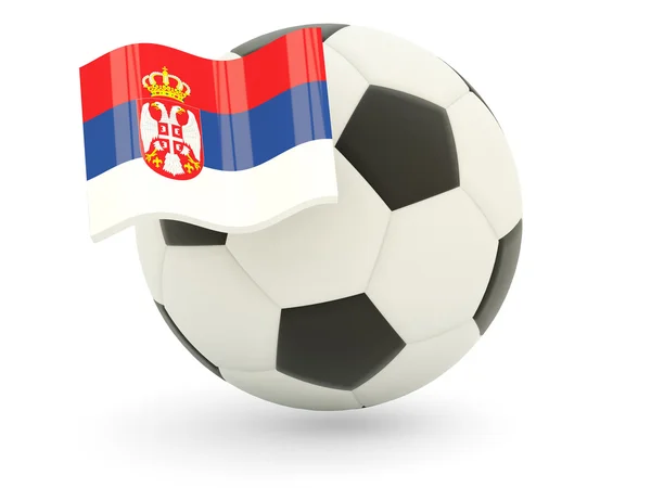 Fútbol con bandera de serbia — Foto de Stock