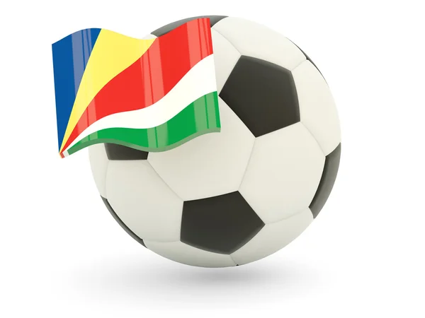 Football avec drapeau des Seychelles — Photo
