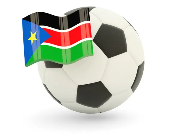 Calcio con bandiera del Sud Sudan — Foto Stock