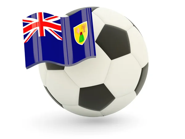 Voetbal met vlag van turks-en Caicoseilanden — Stockfoto