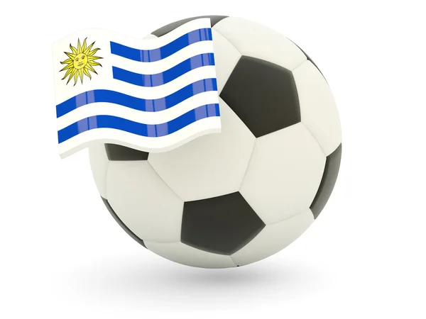 Futebol com bandeira de uruguai — Fotografia de Stock